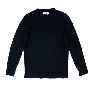 Stone Island Black Wool Knit Sweater Logo Pocket Streetwear Minimal Core XXL